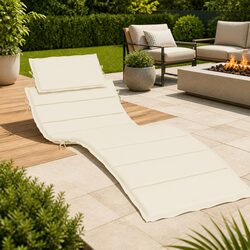 Comfortable Sun Lounger Cushion Cream 186x58x4cm Patio Seating