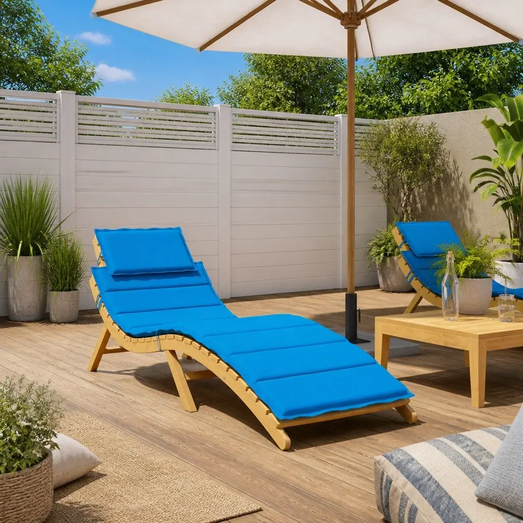 Outdoor Garden Chair Blue Cushion Pad 186x58x4cm
