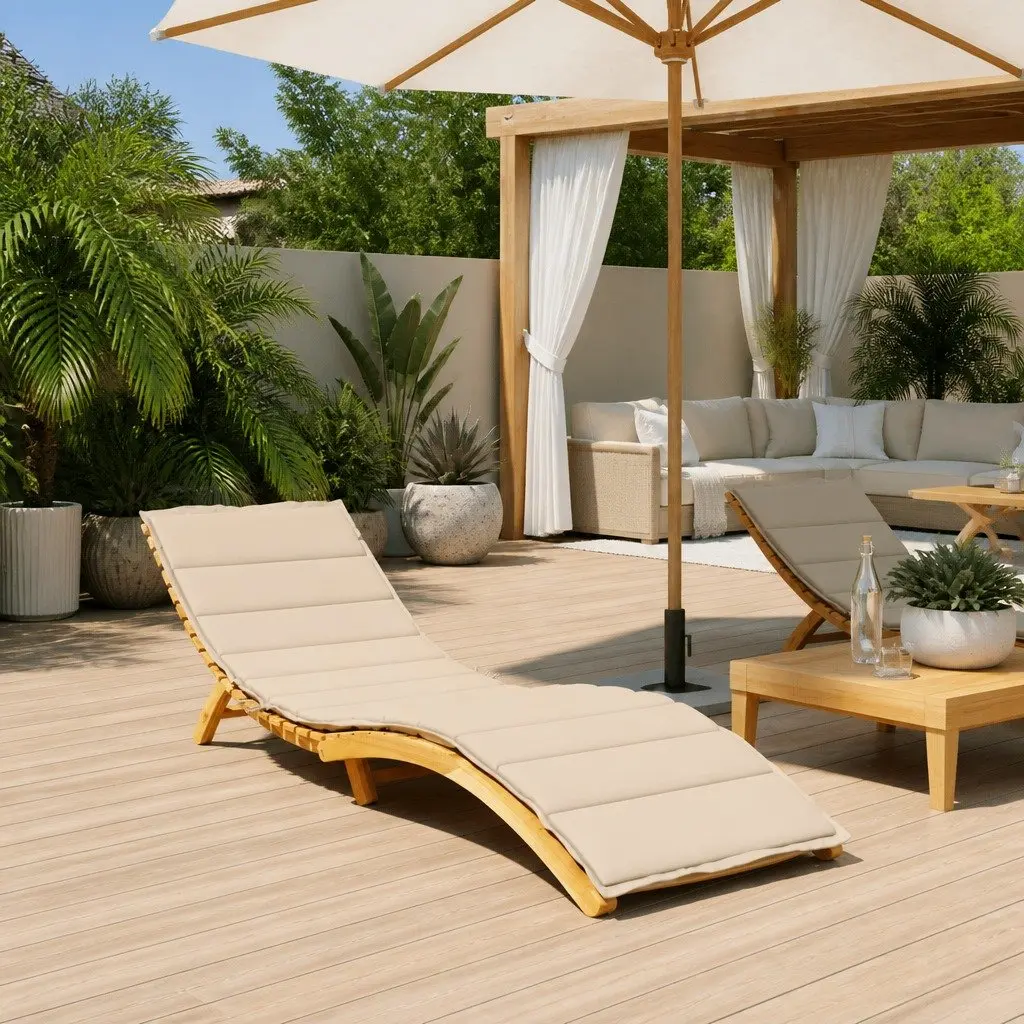 Sun Lounger Cushion Oxford Fabric 200x60cm Beige