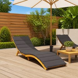 Premium Anthracite Sun Lounger Cushion 200x70x3cm