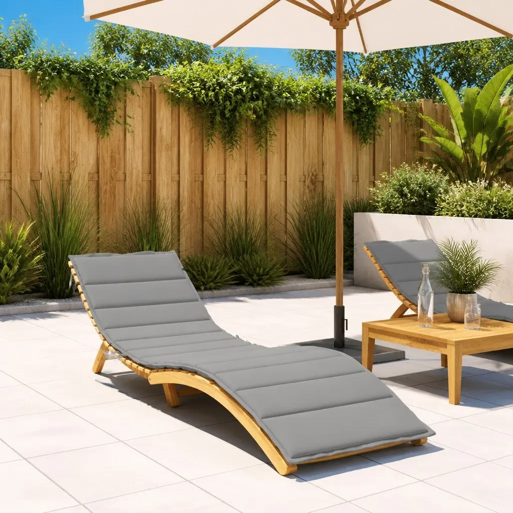 Sun Lounger Cushion Oxford Fabric 200 x 70 cm Grey