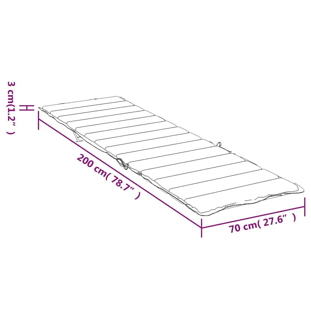 Sun Lounger Cushion Oxford Fabric 200 x 70 cm Grey