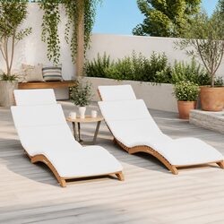 Premium Solid Teak Wood Sun Loungers with Cushions