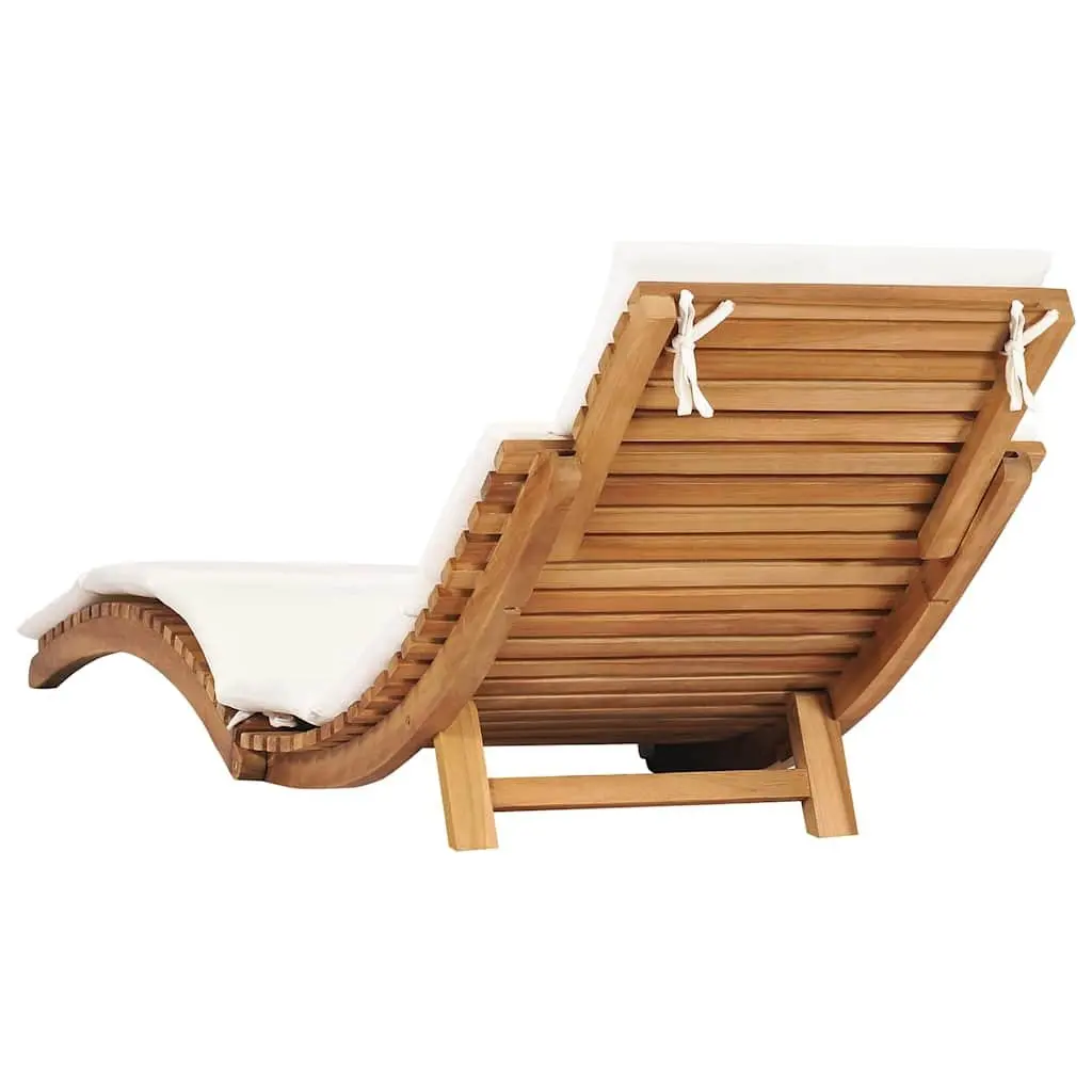 Solid Teak Wood Sun Loungers with Cushions
