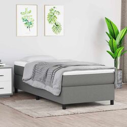 Durable Grey Fabric Box Spring Bed with Pocket Spring Mattress