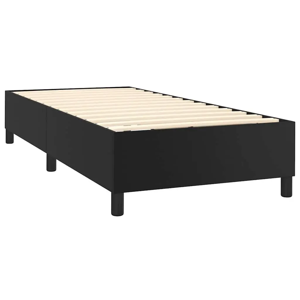 Box Spring Bed Faux Leather King Single 106x203cm Black
