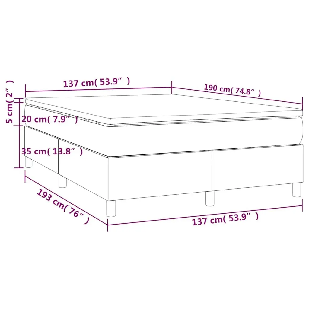 Box Spring Bed with Pocket Spring Mattress Black 137x190 cm Full Velvet