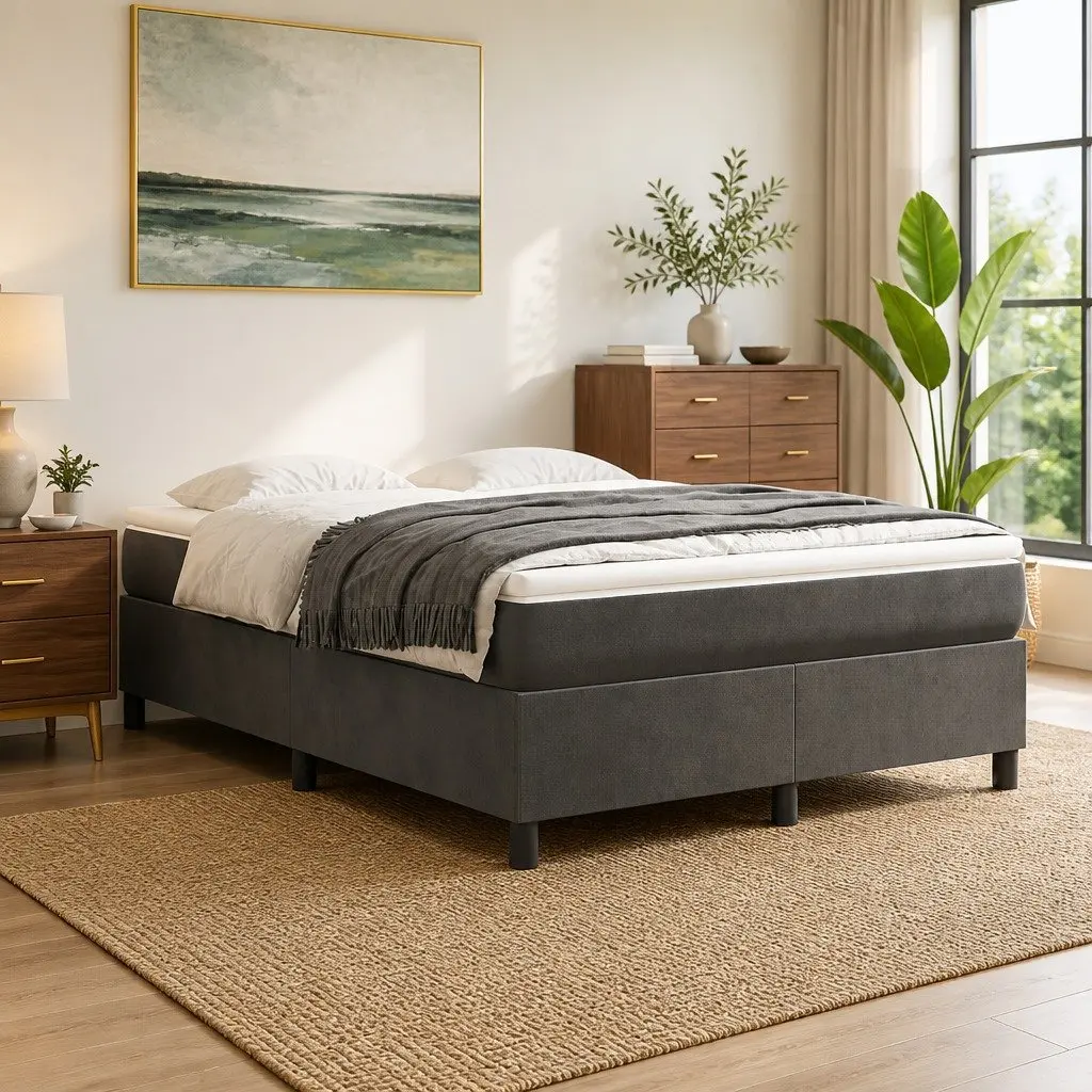 Queen Size Box Spring Bed with Pocket Spring Mattress