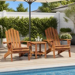 Sturdy Solid Wood Adirondack Chairs, 2 pcs, Brown