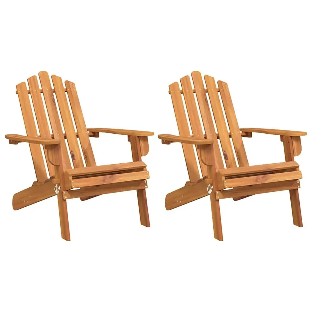 Solid Wood Adirondack Chairs, 2 pcs, Brown