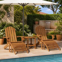 Premium Outdoor Adirondack Chairs with Footrests - 2 Piece Set
