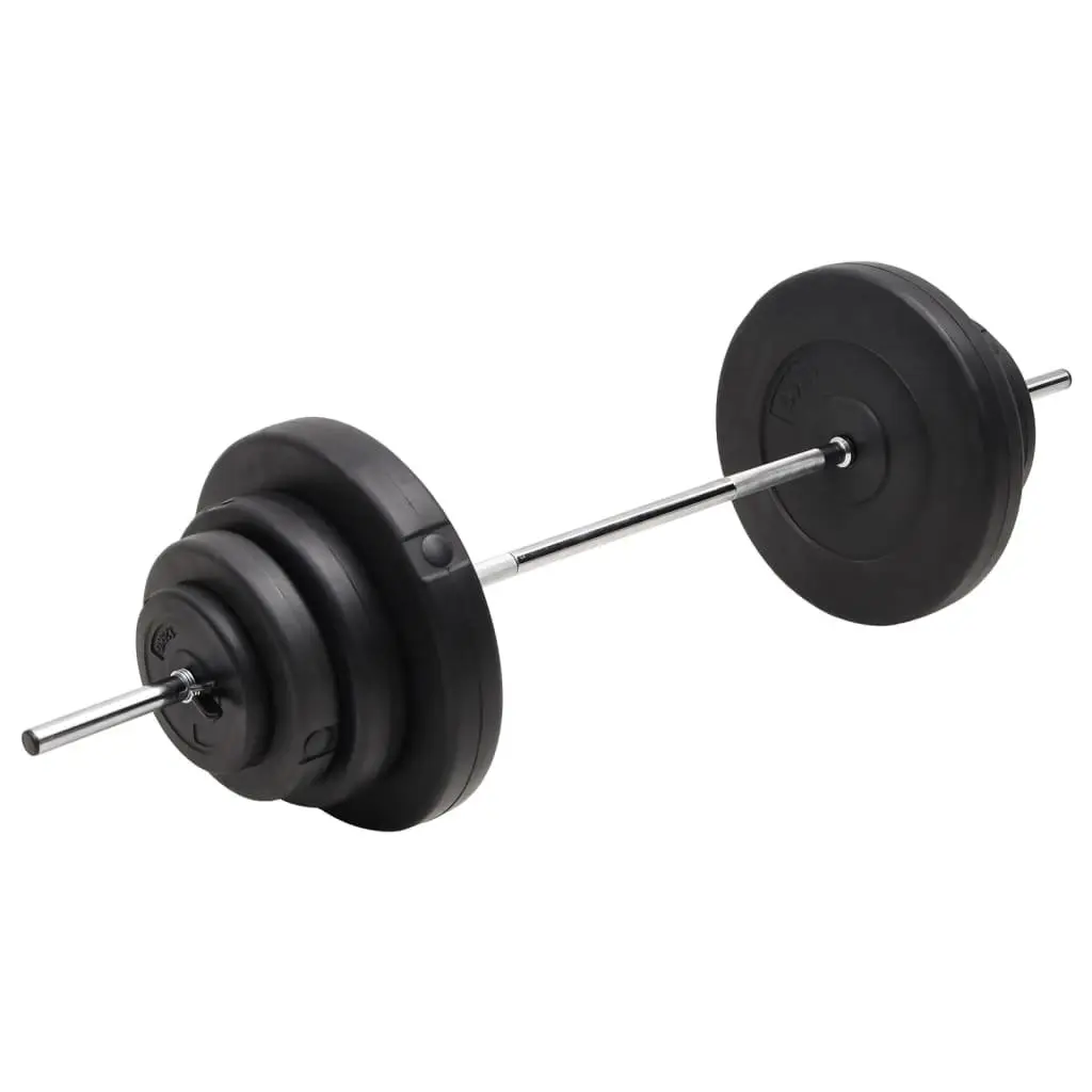 60kg Barbell with Plates Set in Black Chrome