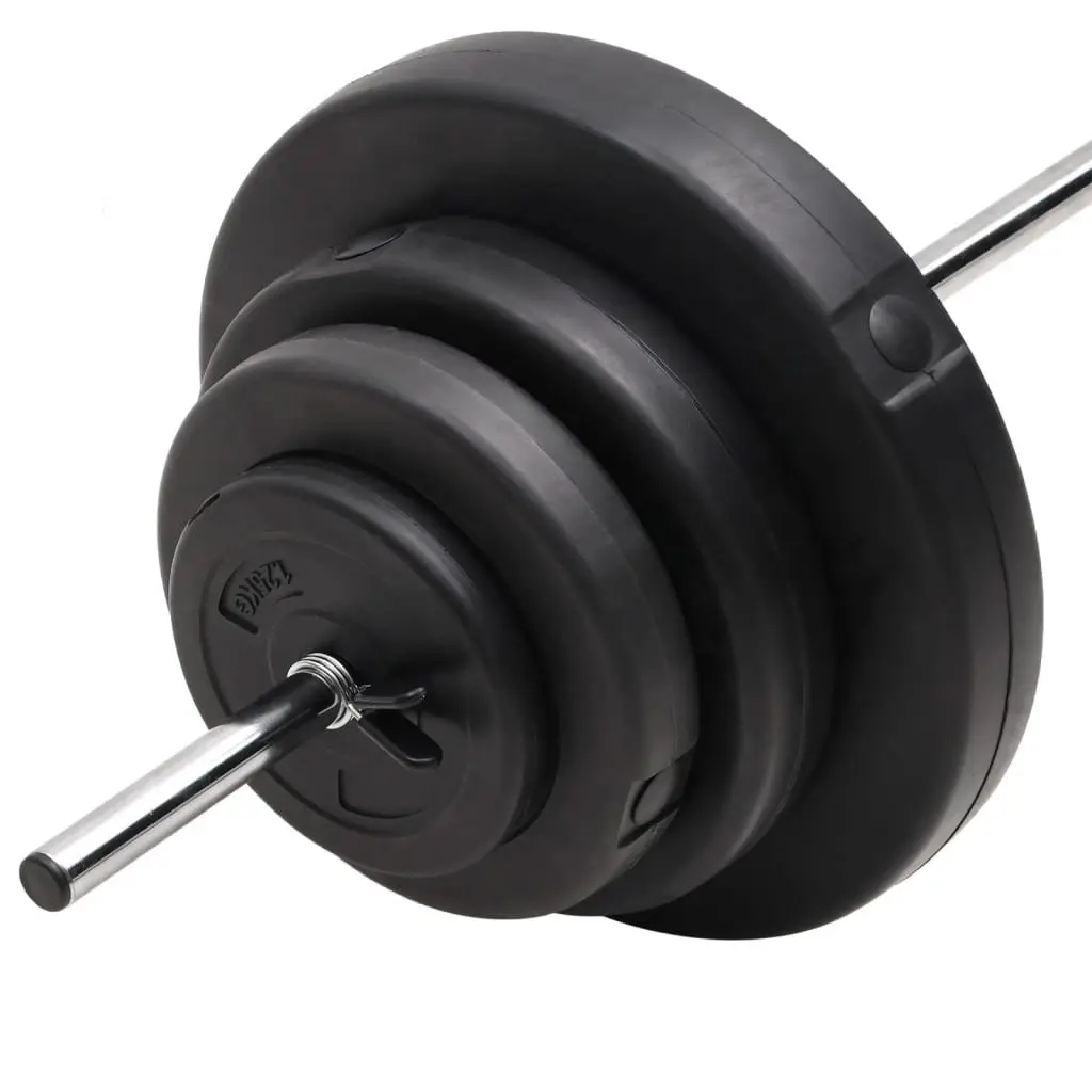 60kg Barbell with Plates Set in Black Chrome