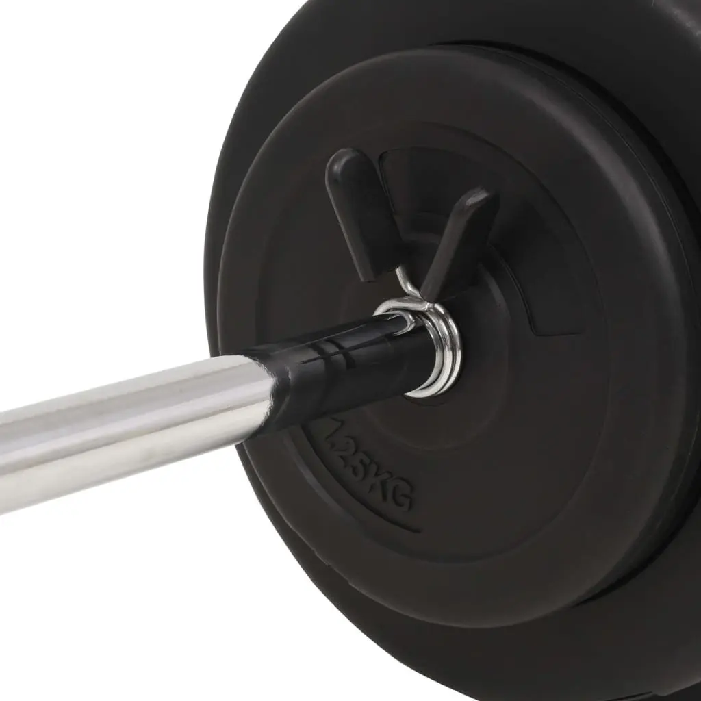 60kg Barbell with Plates Set in Black Chrome