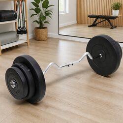 Durable 60 kg Black Steel Barbell and Plates Set