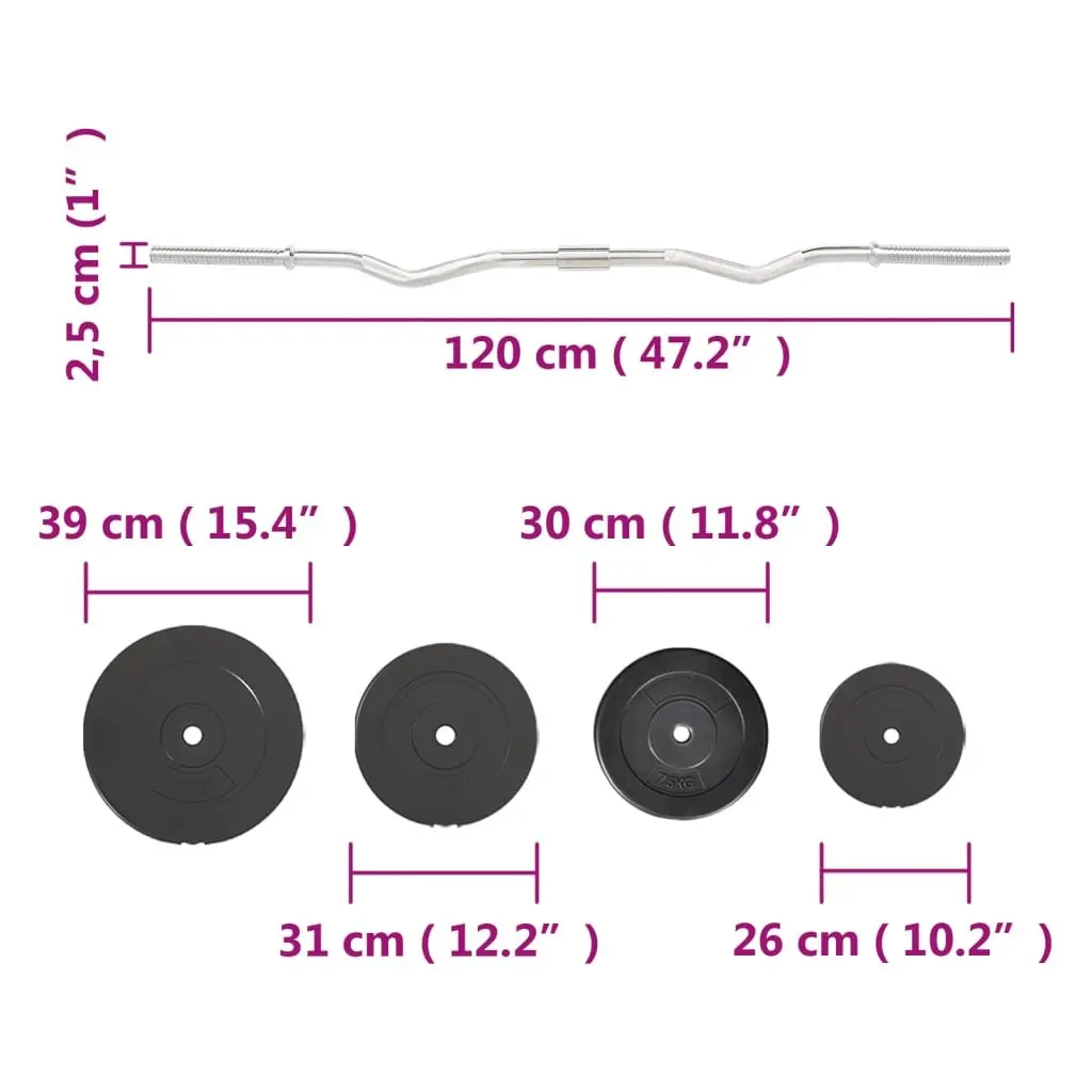 90 kg Curl Barbell Set with Plates for Weightlifting
