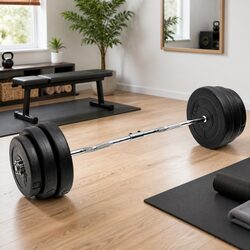 Durable 90kg Curl Barbell Weightlifting Set for Home Gym