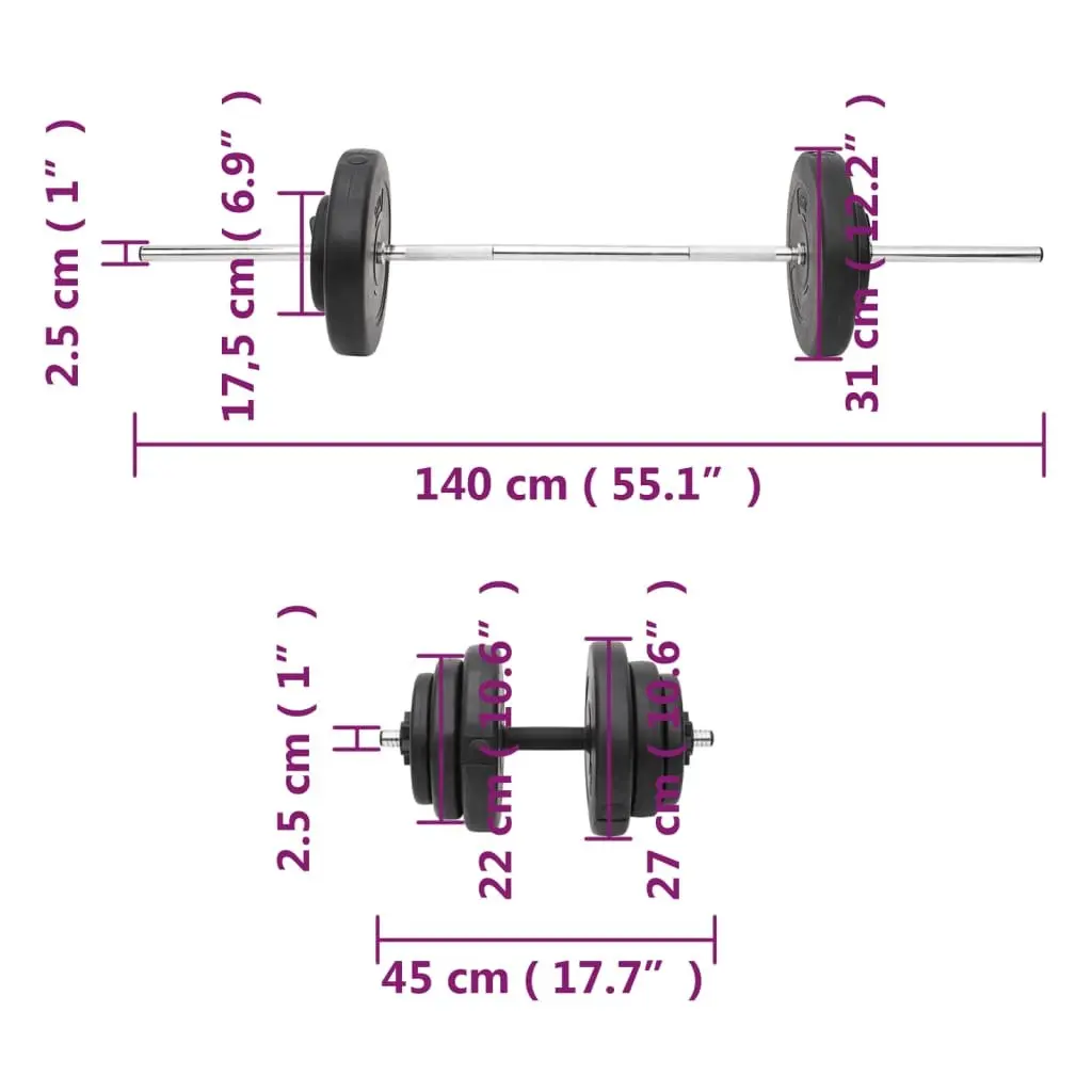 Barbell and Dumbbell Weight Plates Set 60kg