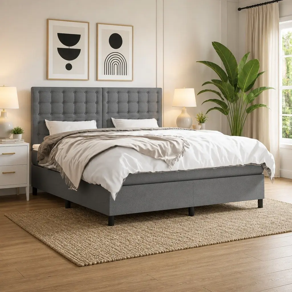 Queen Size Box Spring Bed with Pocket Spring Mattress