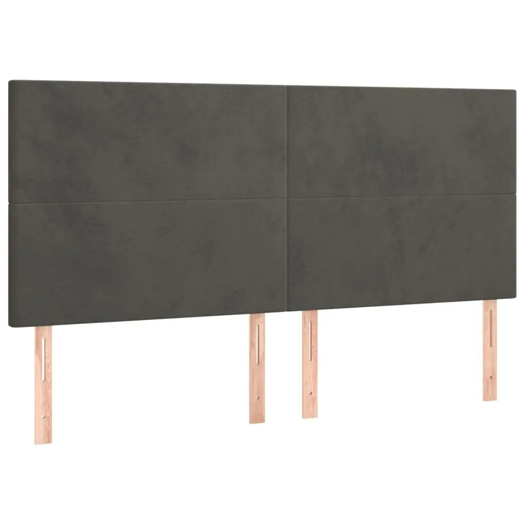 Box Spring Bed Velvet Queen Size Grey with Pocket Spring Mattress and Adjustable Headboard