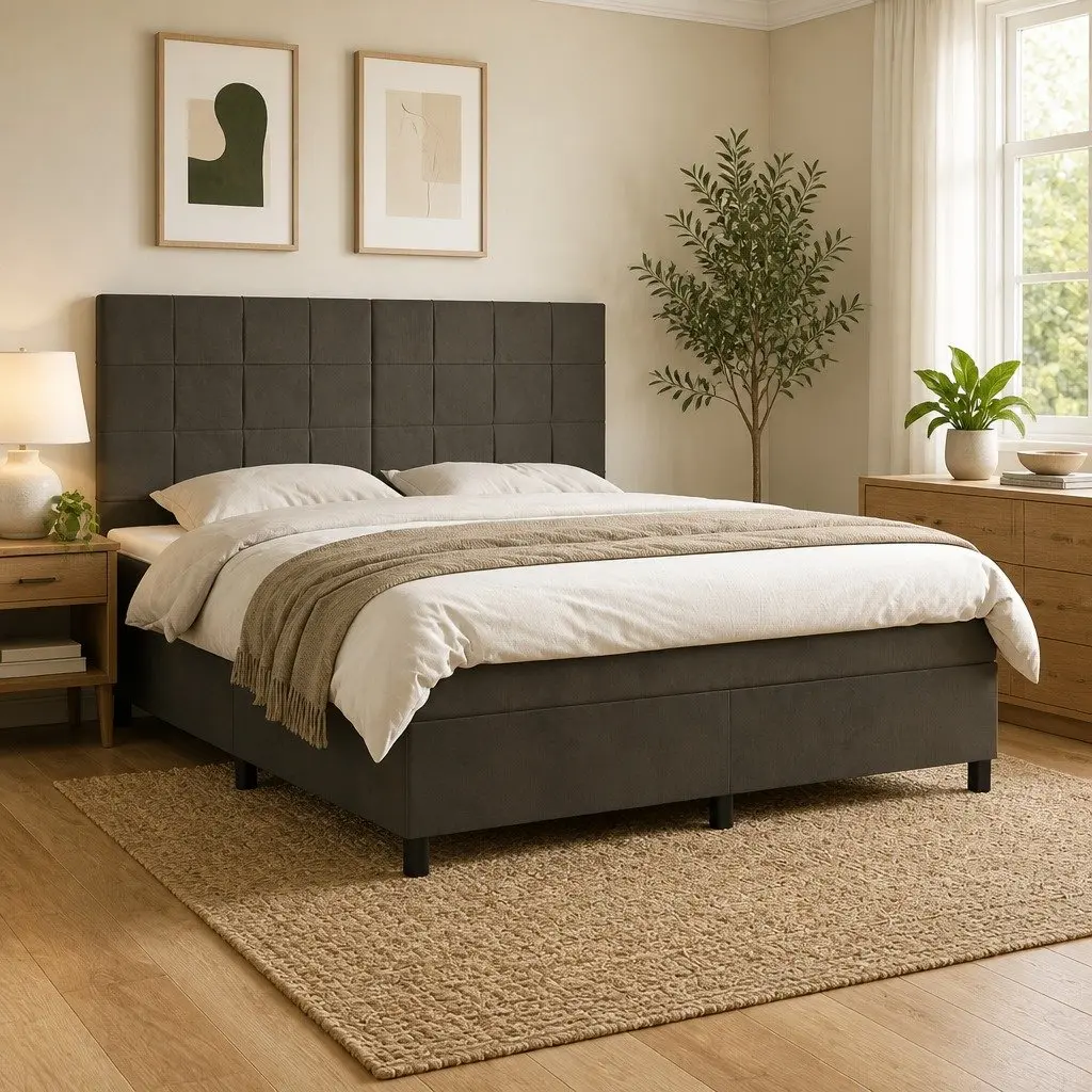 Queen Box Spring Bed with Durable Pocket Spring Mattress