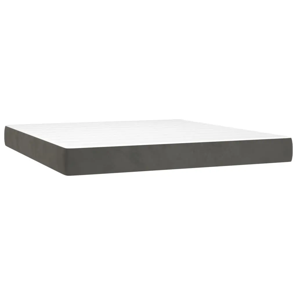 Box Spring Bed Velvet Adjustable Headboard Pocket Spring Mattress Queen Size 153x203 cm Grey
