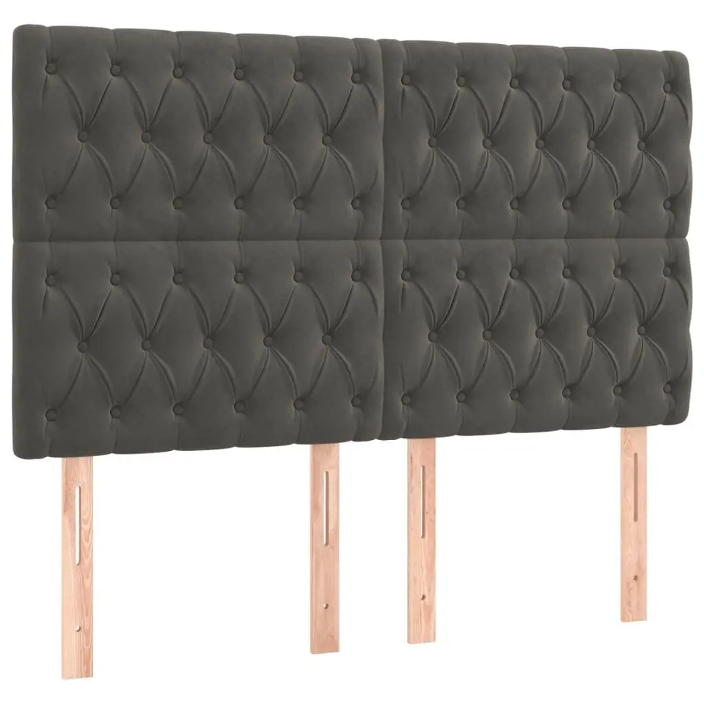 Box Spring Bed Velvet Adjustable Headboard Pocket Spring Mattress Queen Size 153x203 cm Grey