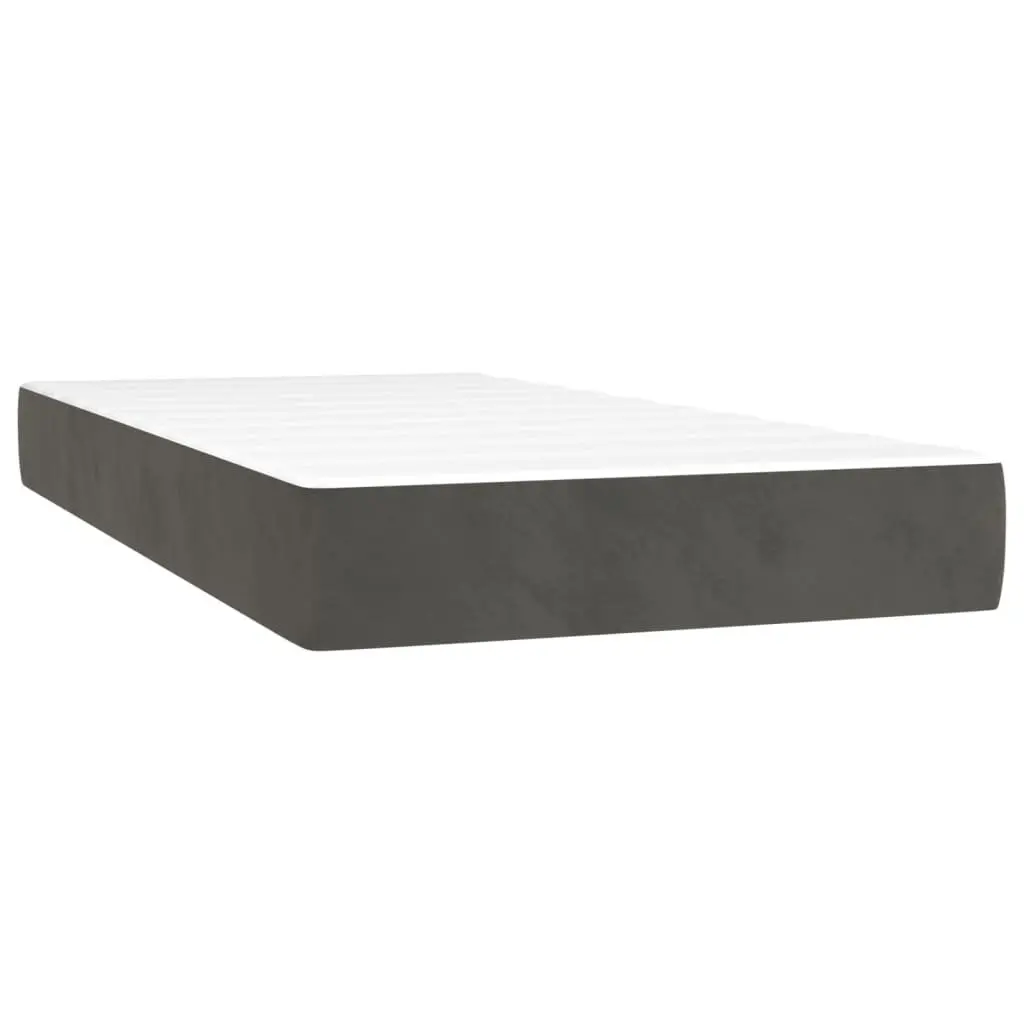 Box Spring Bed Velvet King Single 106x203 cm Grey with Pocket Spring Mattress