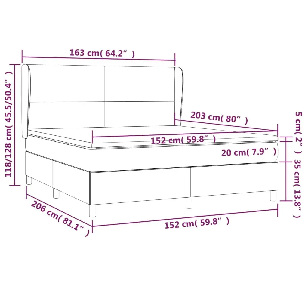 Box Spring Bed Fabric Queen Size Dark Grey with Pocket Spring Mattress