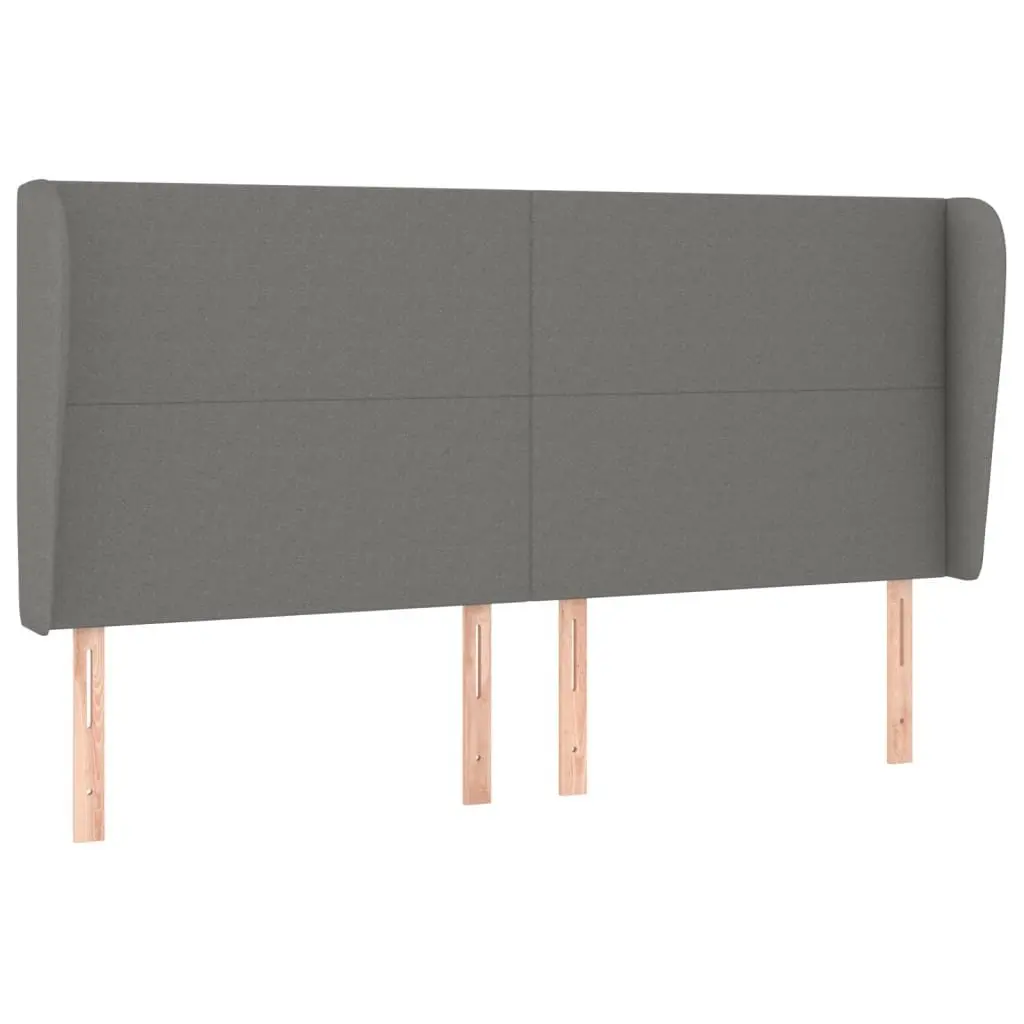 Box Spring Bed Fabric Queen Size Dark Grey with Pocket Spring Mattress