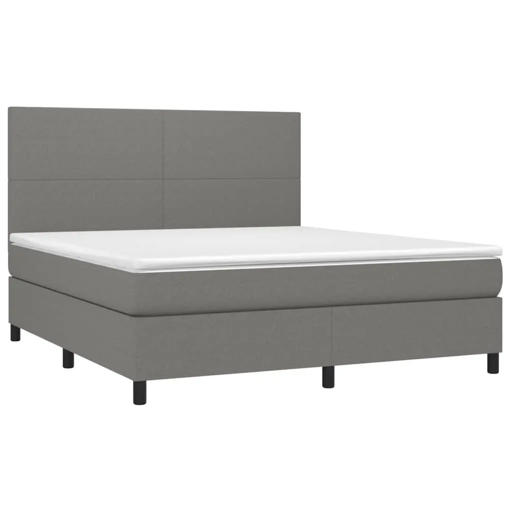 Queen Size Box Spring Bed with LED Headboard