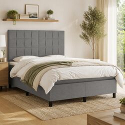 Sturdy Box Spring Bed with Integrated Mattress and LED Lights