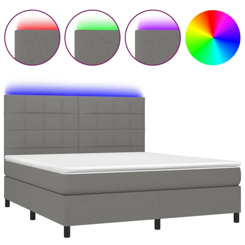 Queen Size Bed with Durable Fabric and LED Headboard