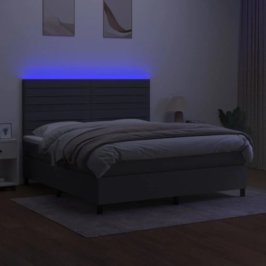 Queen Box Spring Bed with Adjustable LED Headboard