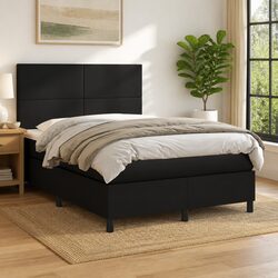 Premium Black Double Box Spring Bed with LED Headboard