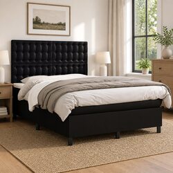 Durable Box Spring Bed with Pocket Spring Mattress & LED Headboard