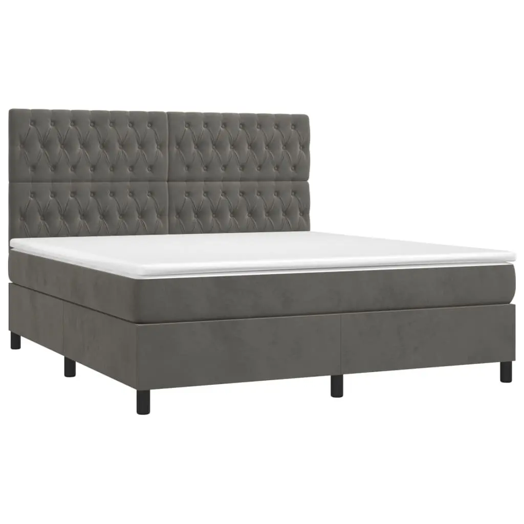 Queen Box Spring Bed with LED Headboard & Pocket Spring Mattress