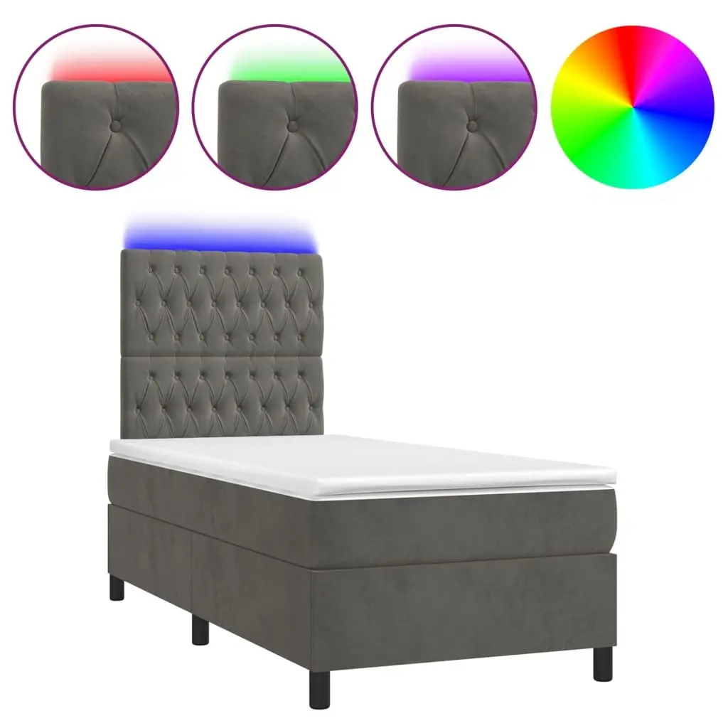 King Single Box Spring Bed with LED Lights