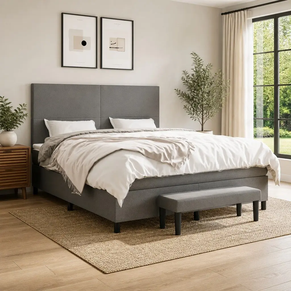Queen Size Box Spring Bed with Pocket Spring Mattress