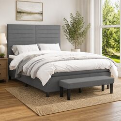 Sturdy Double Box Spring Bed with Adjustable Headboard