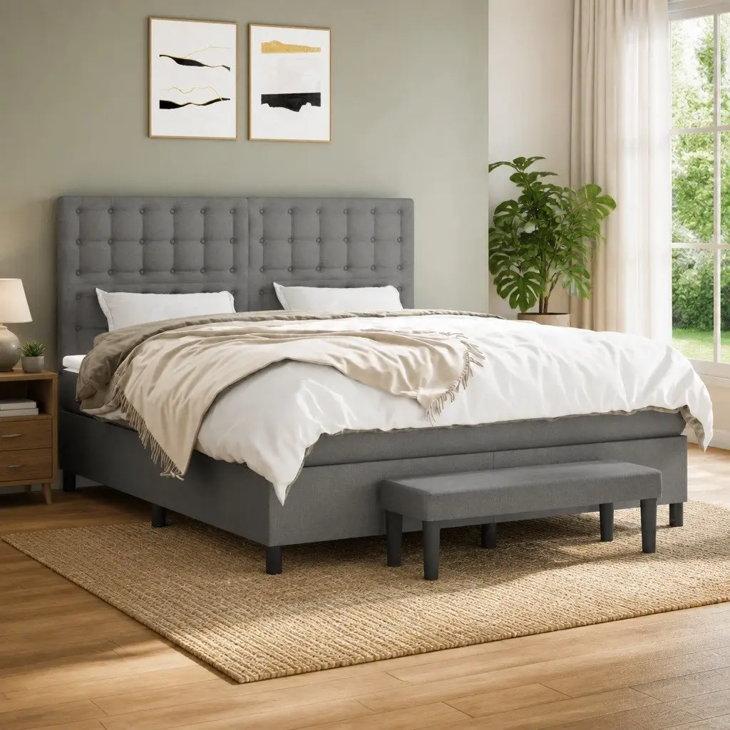 Queen Size Box Spring Bed with Pocket Spring Mattress