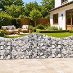 Arched Gabion Baskets 5 pcs Garden Retaining Wall Barriers Outdoor Decorative