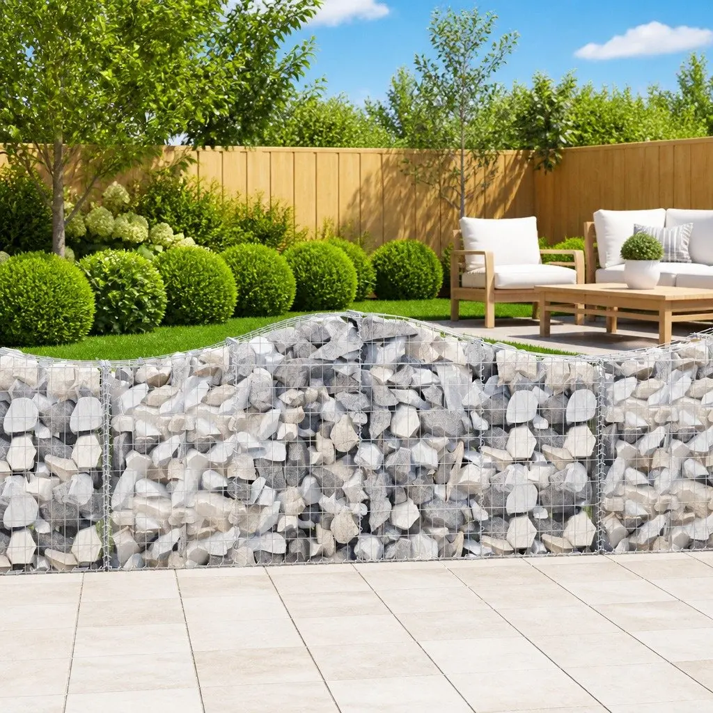 6 pcs Arched Gabion Baskets for Durable Outdoor Barriers