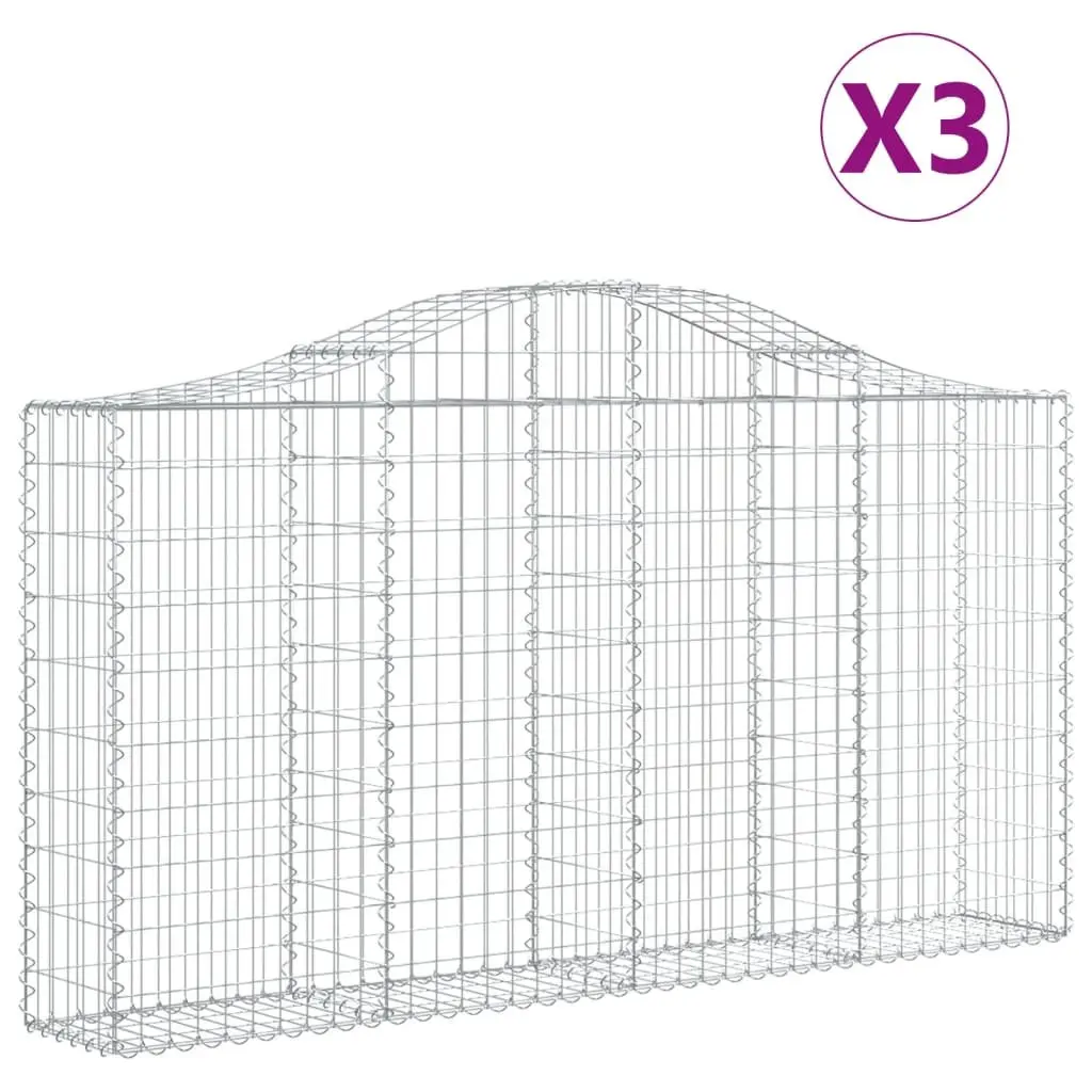 Arched Gabion Baskets 3 pcs Garden Barrier Retaining Wall Decorative Stone Cage