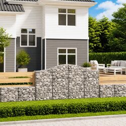 Arched Gabion Baskets 2 pcs Garden Barrier Retaining Wall Decorative Outdoor