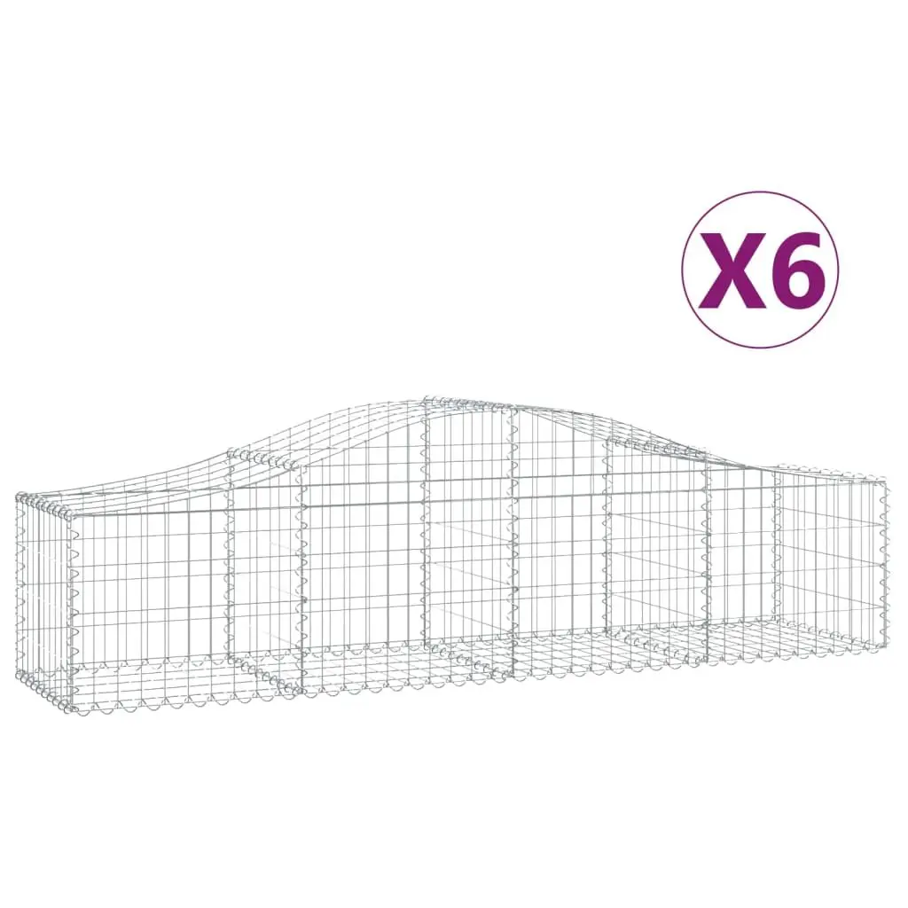 Arched Gabion Baskets 6pcs 200x50x40/60cm Garden Retaining Wall Decorative