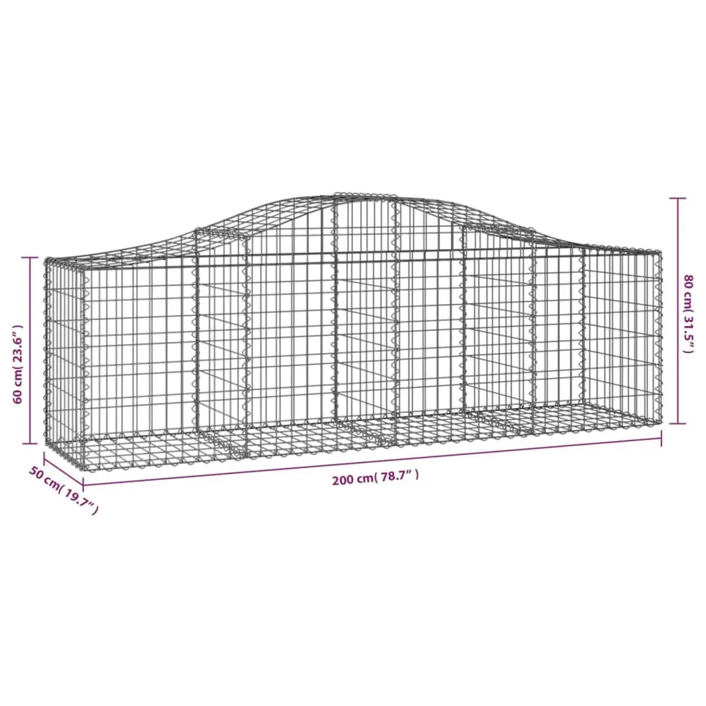 Arched Gabion Baskets 6 pcs Garden Barriers Decorative Retaining Wall Outdoor