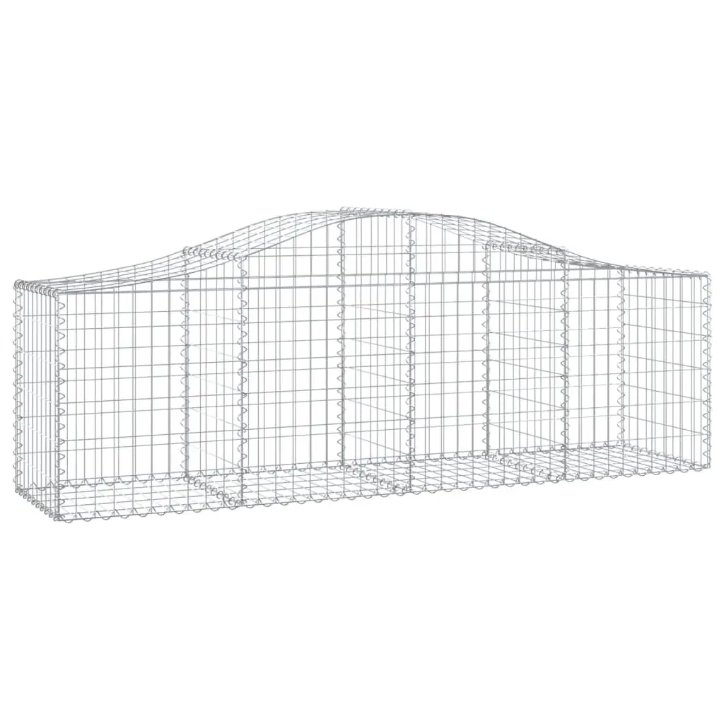 Arched Gabion Baskets Set Galvanised Iron 200 x 50 x 60/80 cm Silver 7 Piece