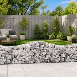 Set of 8 Sturdy Arched Gabion Baskets for Outdoor Use