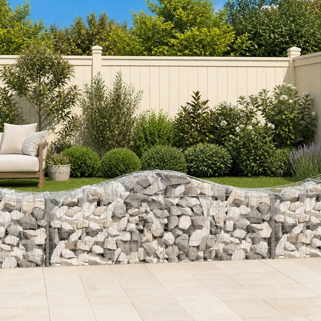 9-Piece Arched Gabion Baskets 200x50x60/80cm